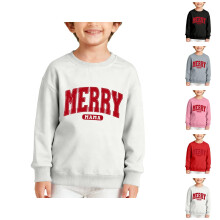 Boys Long Sleeve Crewneck Letter Print Sweatshirt Soft Casual Pullover Top For Kids Fall Winter Holiday Outfit