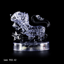 Crystal Puzzle LED Light,12 Zodiac Jigsaw Puzzle,Clear Plastic 3D Brain Teaser,Colorful Illuminated Decoration,Gift for Teens and Adults