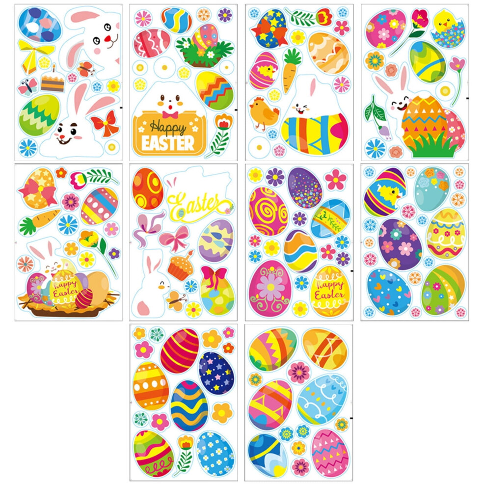 Easter Window Clings for Glass – Removable Gel Decals with Bunny, Carrot, Egg & Flowers – Colorful Kids' Holiday Stickers