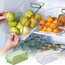 Refrigerator Food Pantry Organizer, Beverage Can Dispenser and Cosmetic Storage Box, 32x16x12cm/12.6x6.3x4.72in, Clear or Green, Kitchen Organizer
