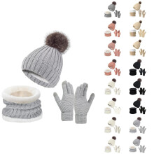 Women's Knit Winter Set: Hat, Neck Warmer & Gloves – Thick Lined, Thermal, Cold Weather Protection, Compatible with Outdoor Activities