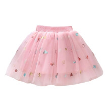 AWZXDE Girls Layered Sequin Skirt Mesh Pleated Princess Gown Girls Party Dress Spring Summer Dance Performance Short Skirt For Toddler Kid Girls Pink