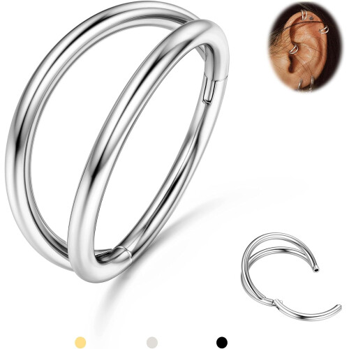 Titanium neusring 16G 18G 20G CZ