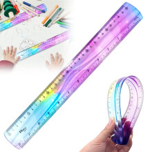 Bendable Ruler - Flexible 12 inch Plastic Ruler with Gradient Colors, Easy-Read Centimeters & inches, Classroom and Office Supplies (1 Pack)