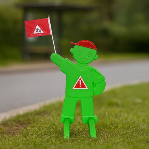 Figurine d'avertissement pour enfants avec drapeau rouge