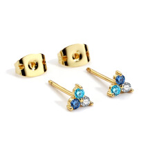 Dainty 18K Gold Plated Triangle Stud Earrings With 3A Zirconia 925 Sterling Silver Post Daily Wear Gift For Her