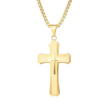 This minimalist men's stainless steel cross pendant from exudes style and elegance. Suitable for everyday wear, it complements various outfits.
