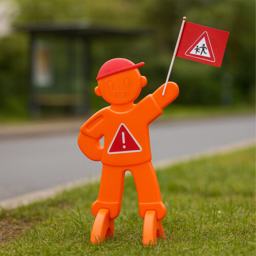 Figurine d'avertissement pour enfants avec drapeau rouge