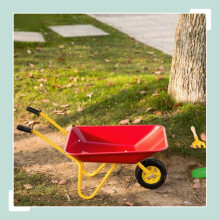 Rosa Metallschubkarre für Kinder - Spielzeug-Gartengerät