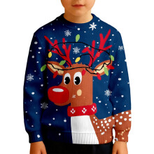 Kids Boys Long Sleeve Graphic Crewneck Sweatshirt – Soft Fleece Lined Thermal Pullover Top, Cozy Winter Casual Wear Style, Holiday And School Outfit