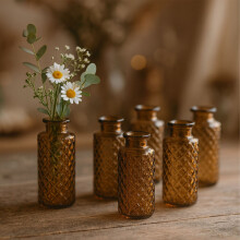 Dekorative glassvaser sett med 6 - Teksturert vintage-stil