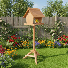 Vogelfutterhaus aus Tannenholz mit hohem Ständer