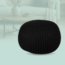 Strikket puff - rund, bohemsk design, isoporfyll