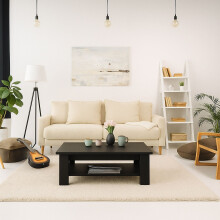 Mesa de centro con estante inferior - Diseño moderno, fácil de limpiar