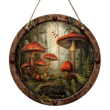 Buntes 2D-Oster-Hängeschild aus Acryl mit Pilzmotiv – Frühlingsdeko für Wand und Garten, für drinnen und draußen