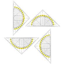 Esquadro com transferidor matemático de 180 graus, conjunto de esquadro multifuncional para geometria, instrumento de medição de ângulos para