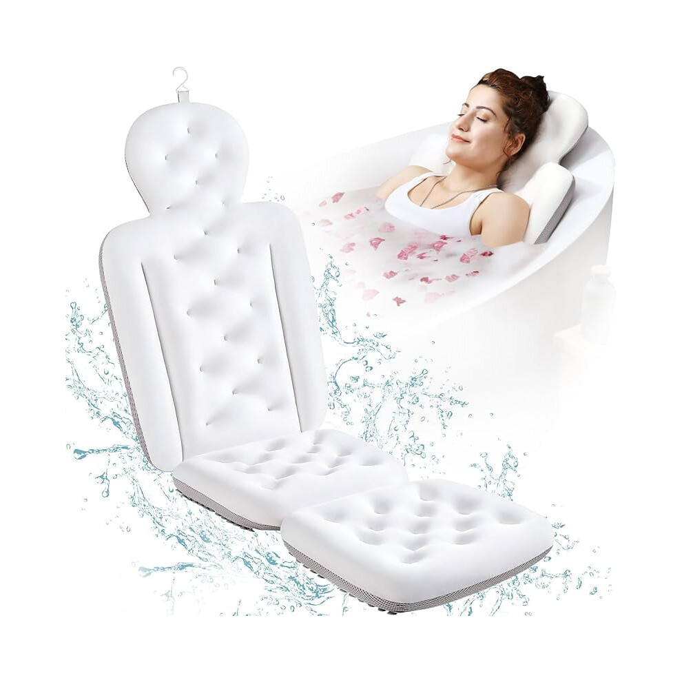 Bath Pillow for Bathtub with Head Neck Back Support White