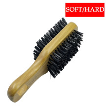 ACDANC Premium Wave Double Brush Szczotka 360Wave wykonana z czystego czarnego włosia dzika Szczotka twarda/miękka z drewnianą rączką