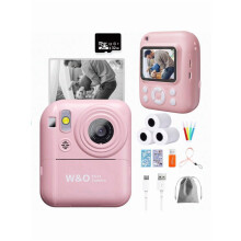 Digitale camera met directe afdrukfunctie (1080p HD), dubbele lens, 32 GB TF-kaart en papier – Ideaal cadeau voor tieners | Compatibel met