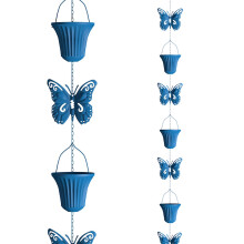 Chaîne décorative bleue pour gouttière avec carillon éolien au son apaisant