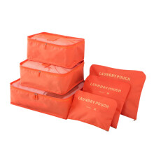 Travel Six-piece Storage Bag Set Travel Suitcase Storage Bag Clothing Packing Bag Storage Bag(One Size,Saffron)