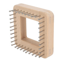 Holzstrickrahmen 10x10cm Buche & Stahl DIY handgefertigtes Webbrett