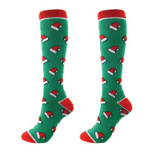 1 paio di calze natalizie a compressione con motivo a cartoni animati, calze alte fino alla coscia, spesse e calde, ideali per lo sport, per adulti.