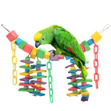 Durable Bird Cage Toy for Large Parrots, Handmade Bite Resistant Chewing Toys with Food Grade Coloring for African Grey Macaws and Amazon Species