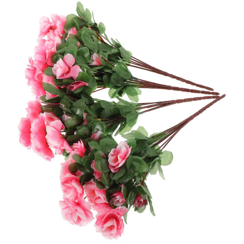 Flor artificial rosa de seda plástica (4 peças)