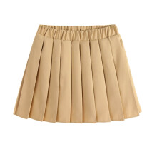AWZXDE Girls 2026 Pleated Skirt Double Layer Secure Fit Tennis Casual Mini Waist High Skirt For Student Fashion Khaki