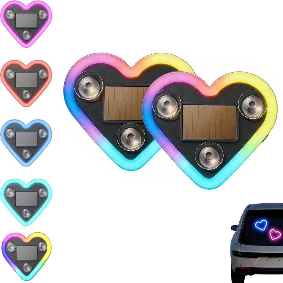 Solar-Powered Wireless Led Heart C-Pillar Neon Usb Ambient Interior 5 Modes, Triangle Window Car Decoration Â Compatible With All Cars Light 9551475195834