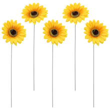 Conjunto de 5 estacas de jardim com girassóis em cores sortidas para decoração de estábulos e quintais externos.