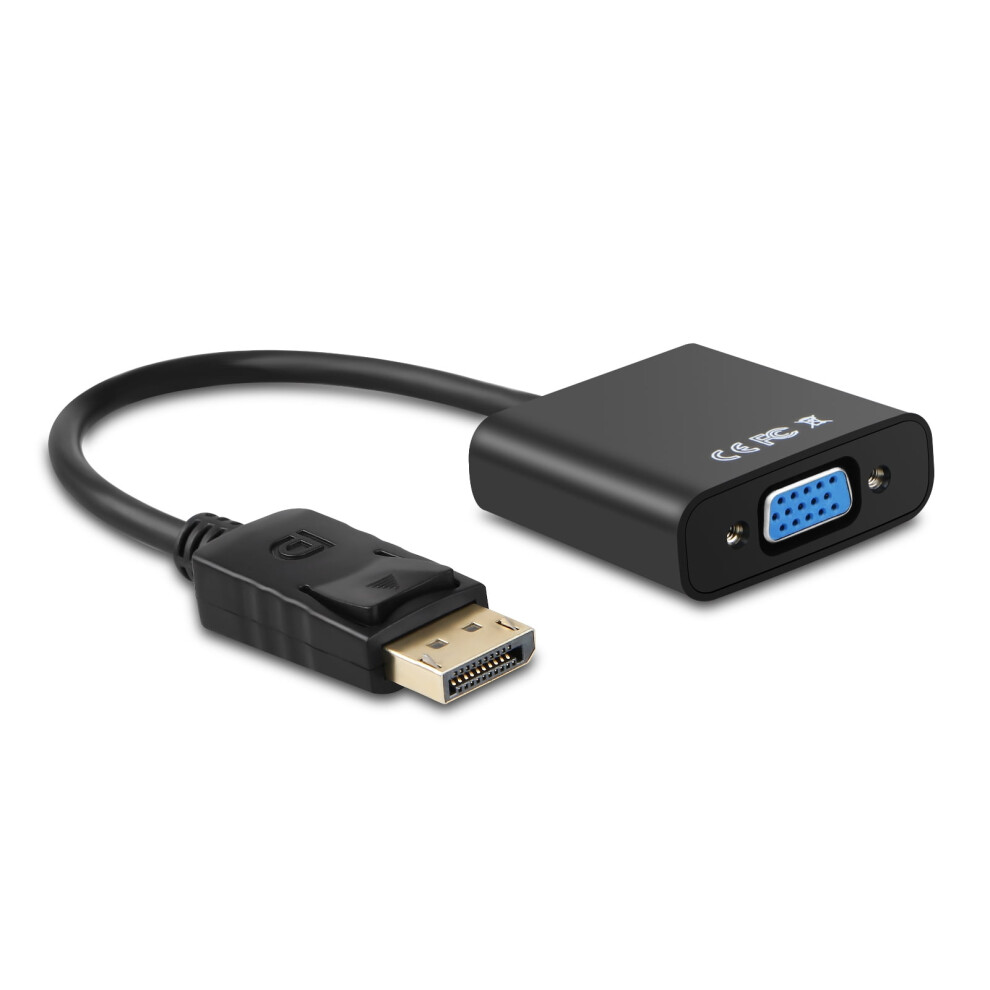 Display Port To Vga Female Video Cable Cord Converter Adapter Pc Monitor Desktop Black 9422877934690
