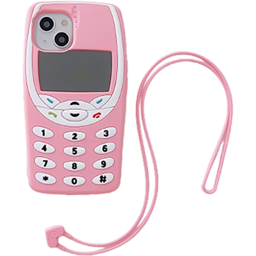 3D Retro Kawaii Soft Silicone Phone Case For Compatible With Iphone 14 6.1", Pink 9399596171951
