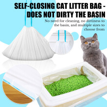 Thick Pre-Separated Cat Litter Box Bags with Drawstring, 58x35cm, 20pcs/Roll, Compatible with 7-Day Litter System
