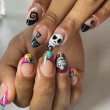 Unghie finte di Halloween, medie, color mandorla, 24 pezzi