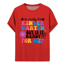 T-shirts imprimés tendance pour tout-petits, garçons et filles, pour la rentrée en maternelle. Hauts doux pour bébés et enfants de 12 à 24 mois.