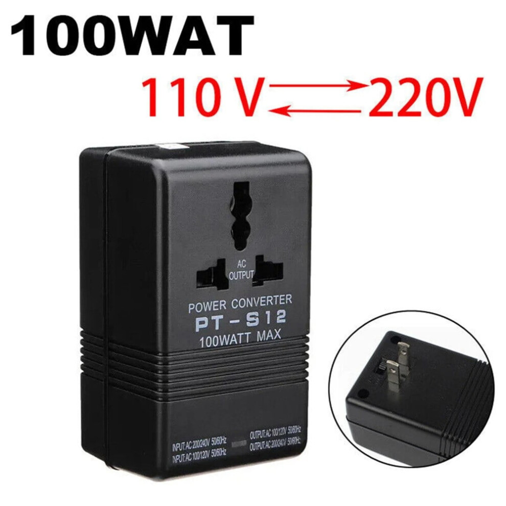 100W Dual Voltage Transformer Portable 110/120V To 220/240V Power Converter 9085618843707