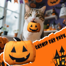 Halloween katteurt plyslegetøj til katte - blødt og sikkert interaktivt kattelegetøj, perfekt til indendørs leg, motion og kedsomhed, hvid