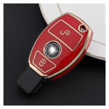 2 stk. blødt TPU bilnøglecover med 2 knapper til Mercedes, Benz, GLK, GLA W176, inklusive 2 nøgleetuier