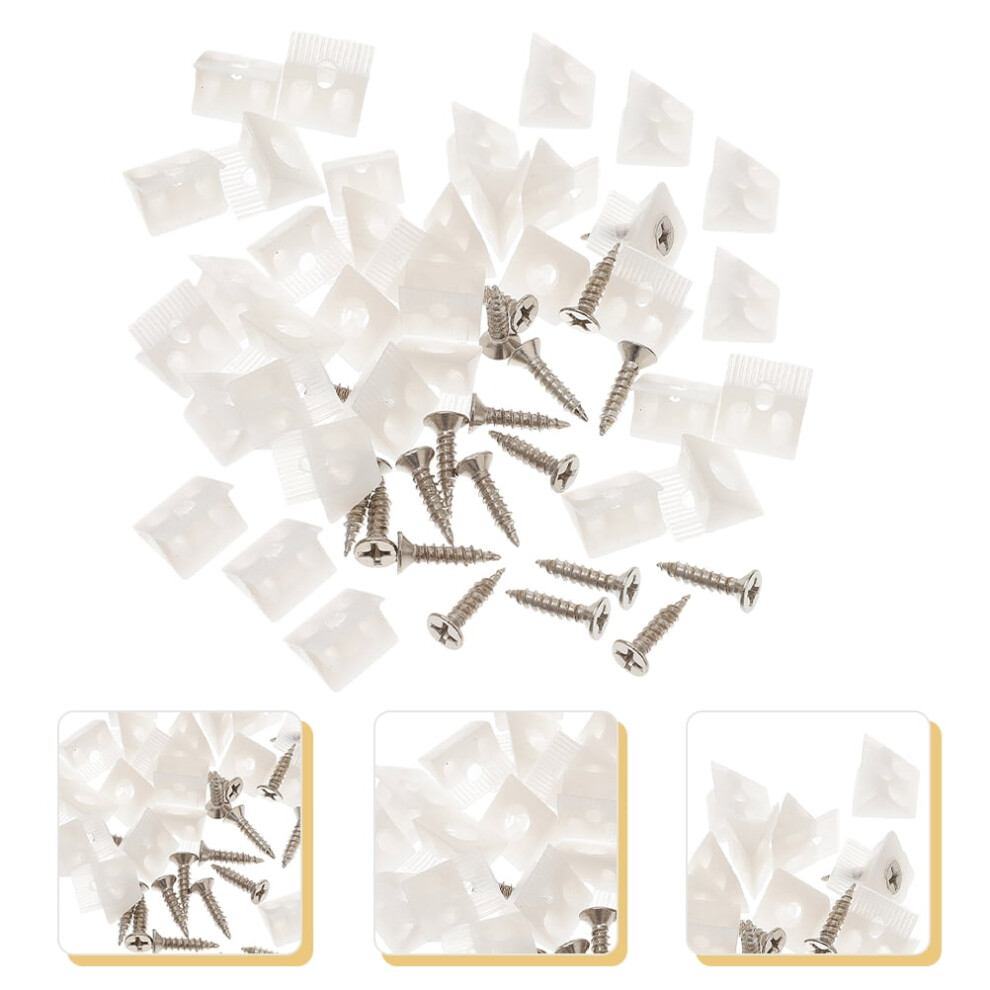106Pcs Plastic Drawer Bottom Corner Brace For Furniture Reinforcement With Screws White 9340959282753
