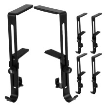 Conjunto de 6 suportes pretos ajustáveis para meias de Natal, ideais para decoração de lareiras e batentes de portas.