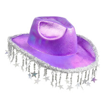 Western Cowboy Hat Solhat Festhat til Halloween Forlovelse Sceneoptræden Lilla