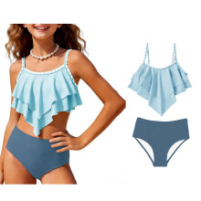 Badeanzug Mädchen Zweiteiliger Bikini Set Schnelltrocknende Sommer Strandbademode Süßer Bikini 11-12 Jahre
