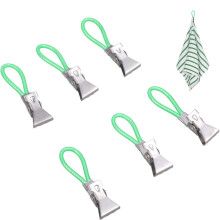 Lot de 6 pinces à serviettes de bain en acier inoxydable, résistantes à la rouille, pour piscine et activités de plein air.