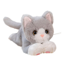 Peluche de gato negro de 20 pulgadas con peso, lindo gatito realista, juguetes de peluche suaves, regalos para niños, C
