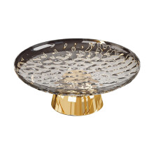 Fruteira com pedestal, fruteira com pé, bandeja decorativa para frutas na cozinha, feita de material PET para uso em mesas e bancadas.