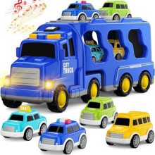 5-in-1 Friction-Power City Truck Toys for Kids 3-9, Carrier Transport Vehicle for Boys & Girls – Christmas & Birthday Gifts