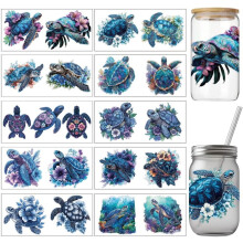 1 Set PVC-Transferpapier für UV-Sublimation, Becher, Schildkröte, 110 x 240 mm, 10 verschiedene Designs, 1 Stück pro Design, 10 Stück pro Set