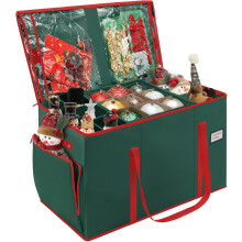 Boîte de rangement pour décorations de Noël 2 en 1 avec 4 plateaux